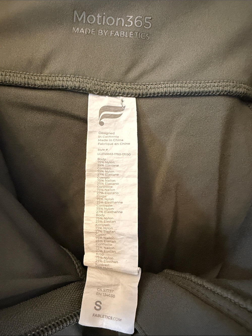 Fabletics Motion365 Leggings in Olive
